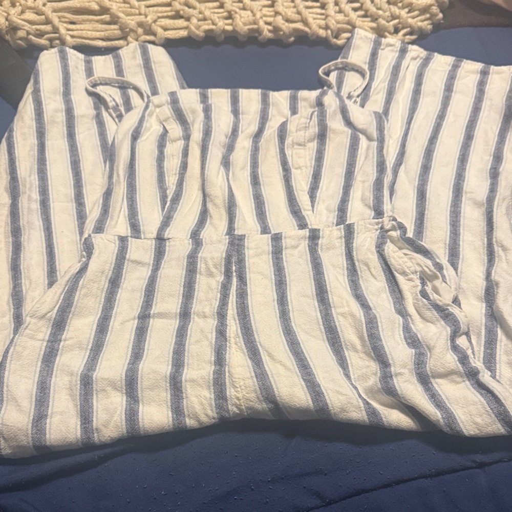 Old Navy Blue and White Striped Jumpsuit